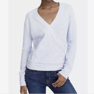 J. Crew Women's Light Blue Faux Wrap Long Sleeve Top Size M 💙✨